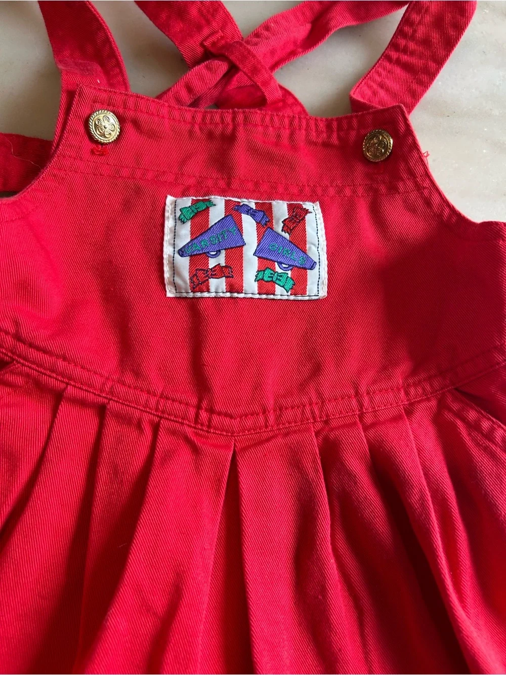 Vintage 90s Peppermint Lane Red Jumper Dress Size 4